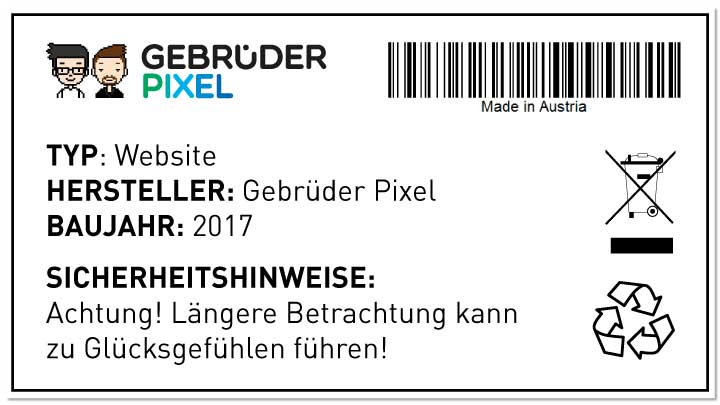 Typenschild der Gebrüder Pixel